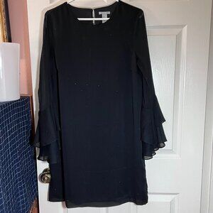 Black H&M Minidress with Sheer Trumpet Sleeves